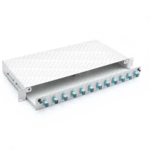 Tiroir Optique de Distribution · 1U Économique · Gris Clair · 12 Ports · SC Simplex · Équipés